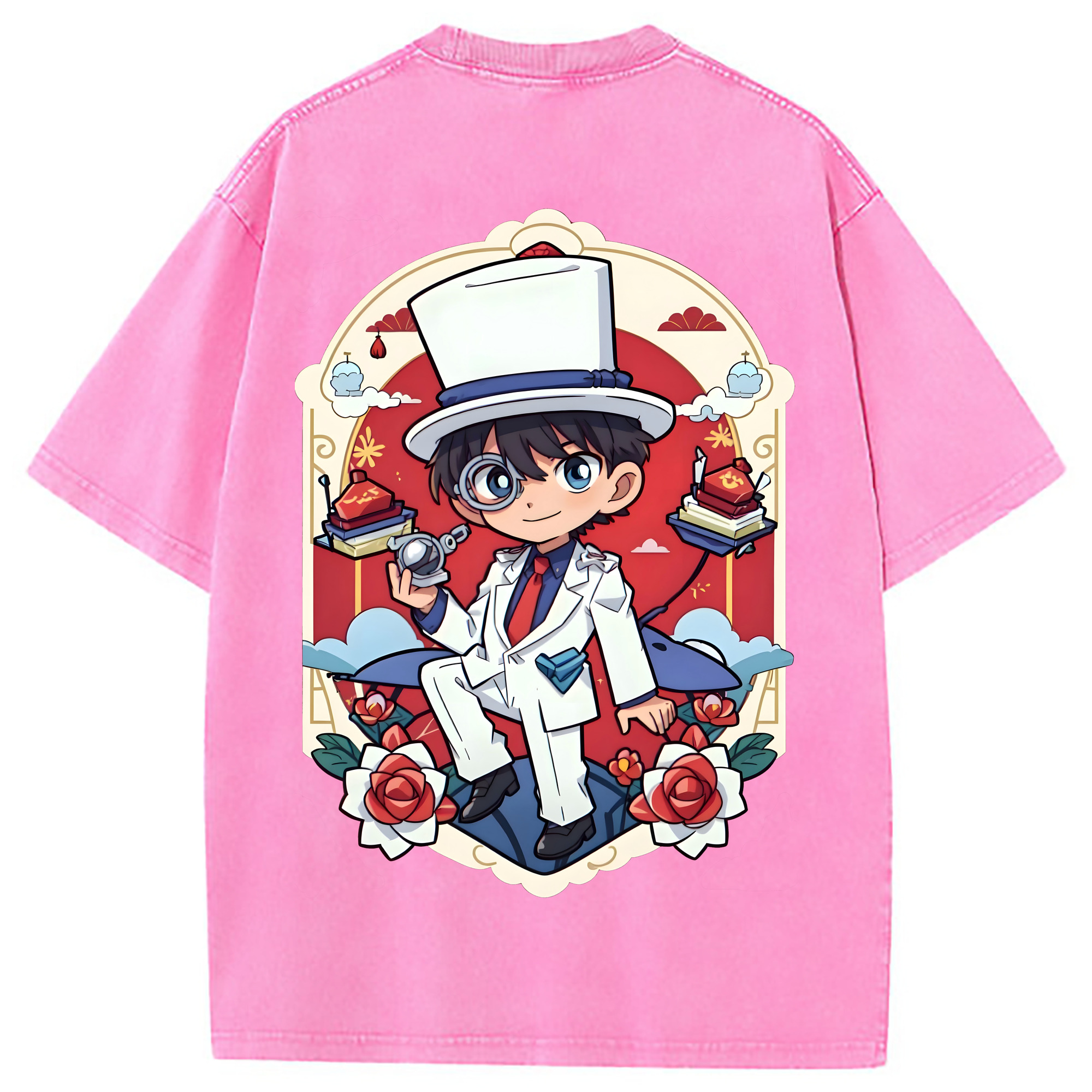 （画像用） 名探偵コナン くろば かいと Detective Conan Kuroba Kaito 綿100% ヴィンテージ風 半袖Tシャツ（背面プリント）